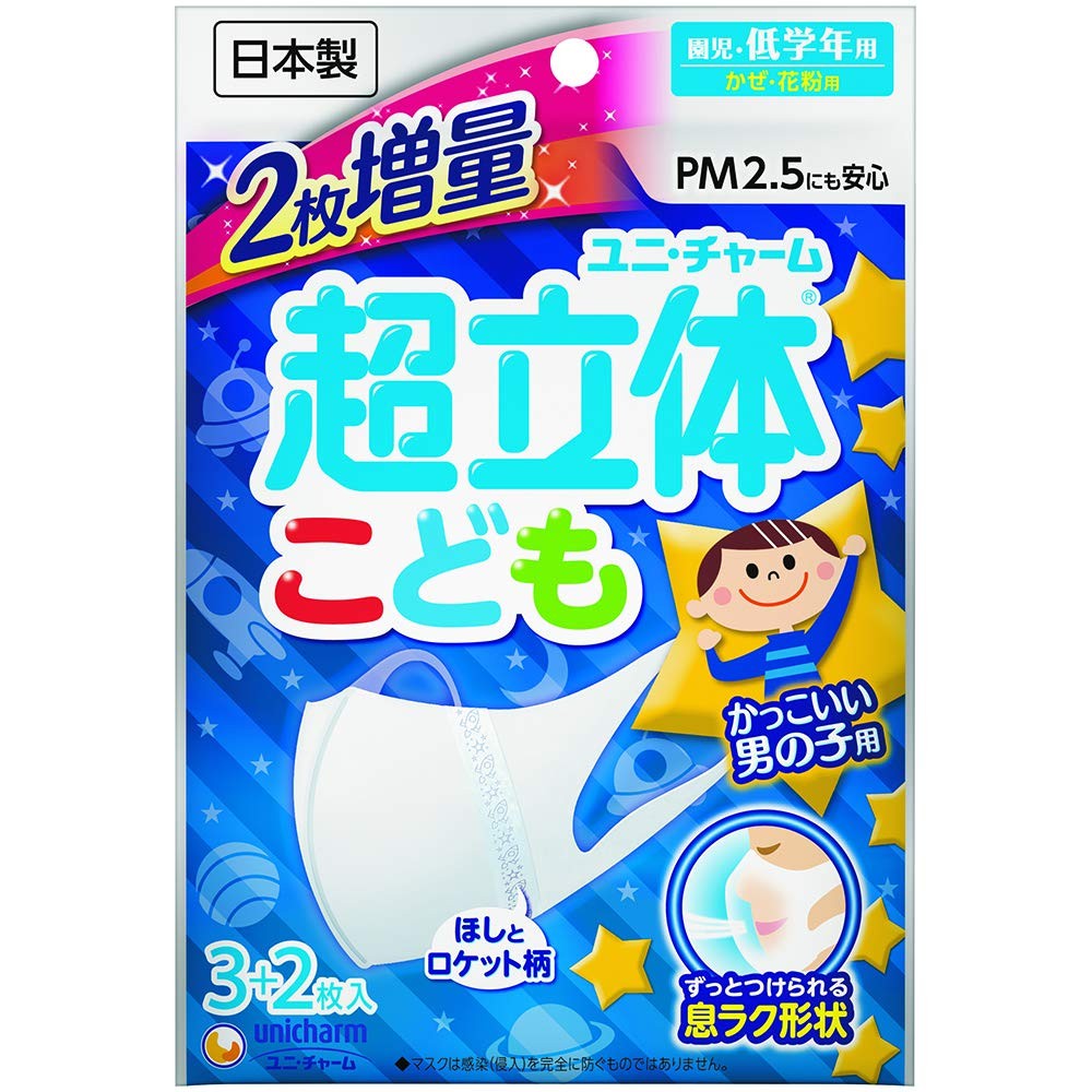 หน้ากากป้องกันฝุ่นละอองและเชื้อโรคสำหรับเด็ก unicharm 3D Mask for Kids