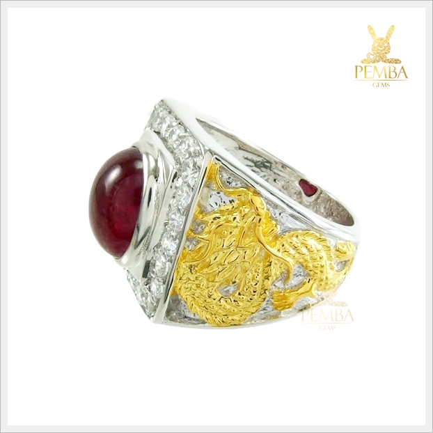 แหวนทับทิมแท้ สีแดงสด เงินแท้925 เพิ่มอำนาจบารมี เสริมสร้างความมั่นคง