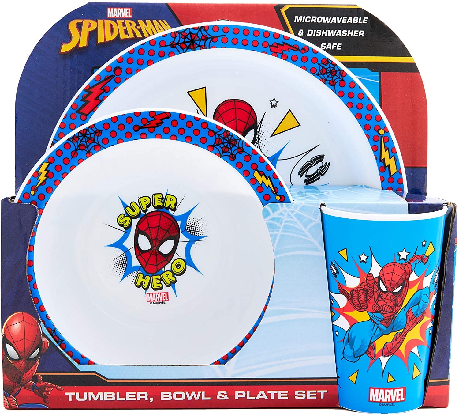 ชุดรับประทานอาหารสำหรับเด็ก DNC Spider-Man Tumbler, Bowl & Plate Set