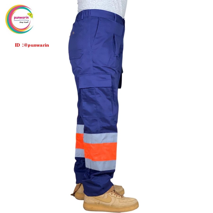 กางเกงทำงานชาย กางเกงช่างกลโรงงานช่างทำถนนก่อสร้างแรงงาน UK6402005 น้ำเงินสด 28-46