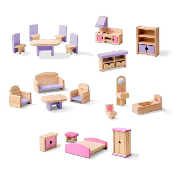 บ้านตุ๊กตาไม้เนื้อแข็งปลอดสารพิษ Melissa & Doug Multi-Level Solid Wood Dollhouse