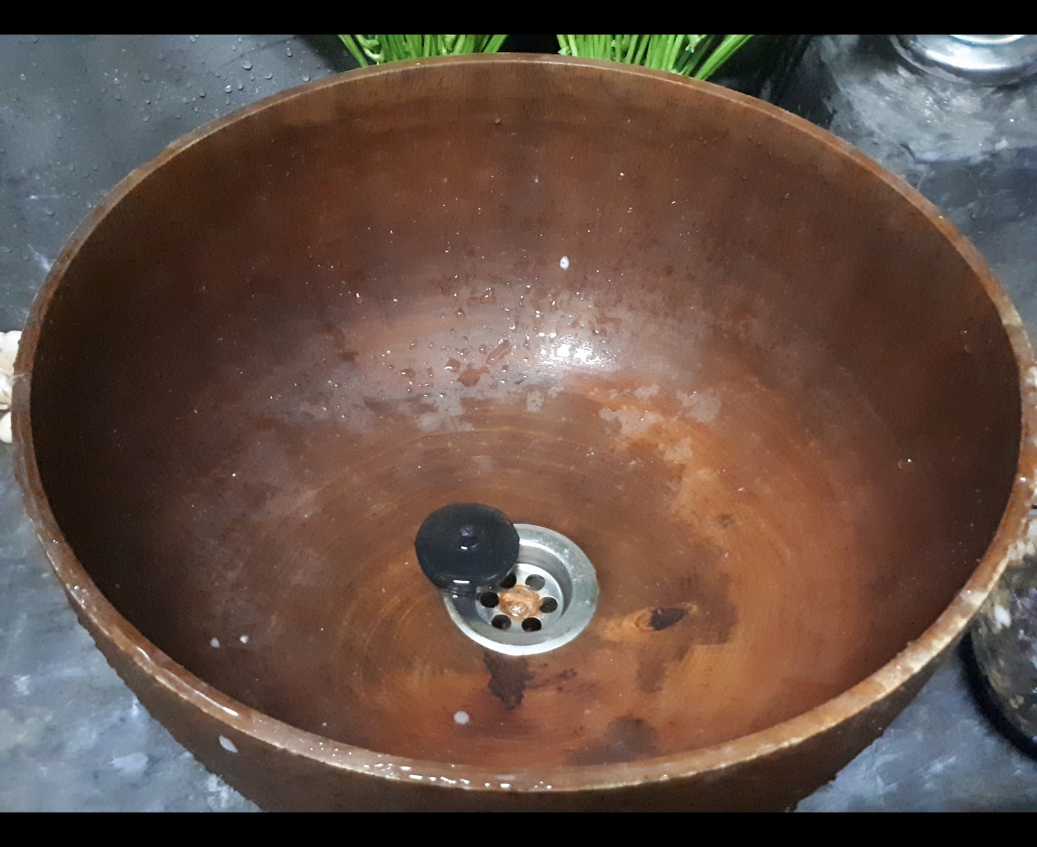 อ่างไม้ ล้างหน้า ล้างมือ ล้างเท้า สีน้ำตาล ทรงกลม (สปาร์ Spa Vintage วินเทจ ตกแต่ง แต่งบ้าน แต่งรีสอร์ท)