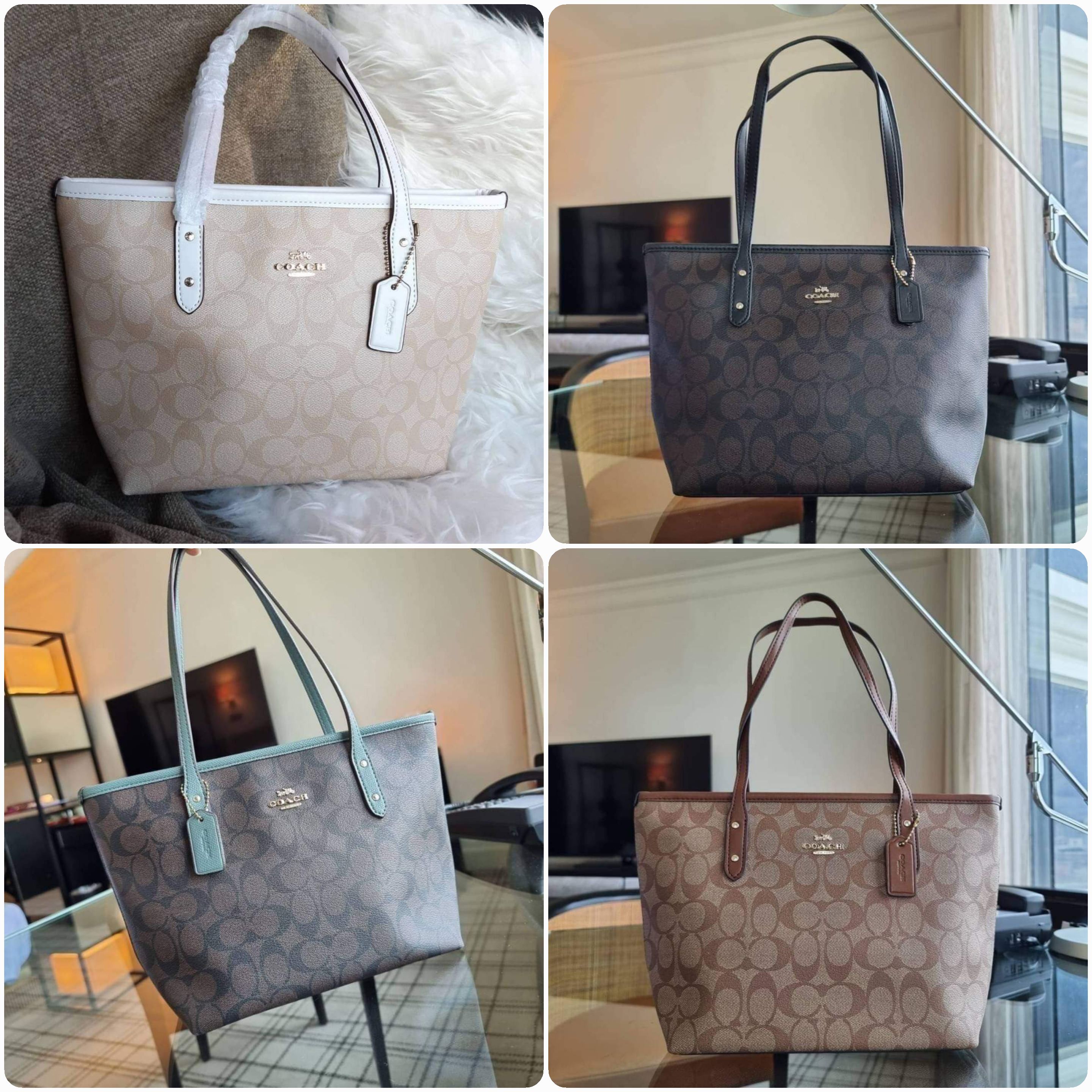 COACH F22969 MINI CITY ZIP TOTE IN SIGNATURE CANVAS (แอดไลน์ก่อนสั่งซื้อ)
