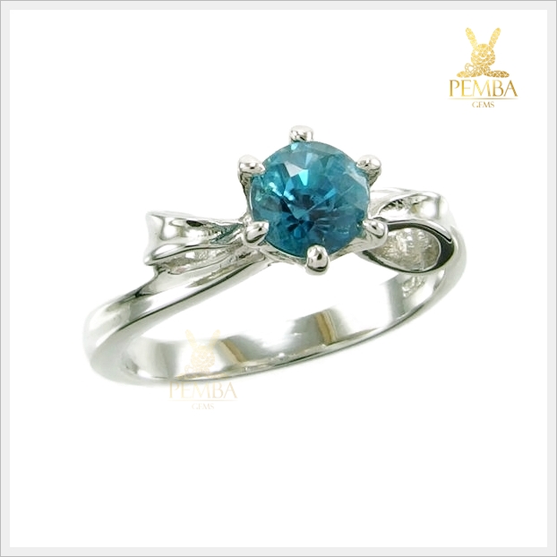 แหวนเพทาย เงินแท้925 ชุบทองคำขาว แหวนพลอยแท้