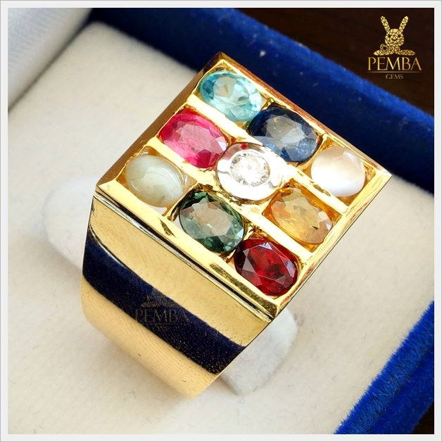 แหวนพลอยนพเก้า ทองแท้ เพชรแท้ (สามารถสั่งทำได้ค่ะ)