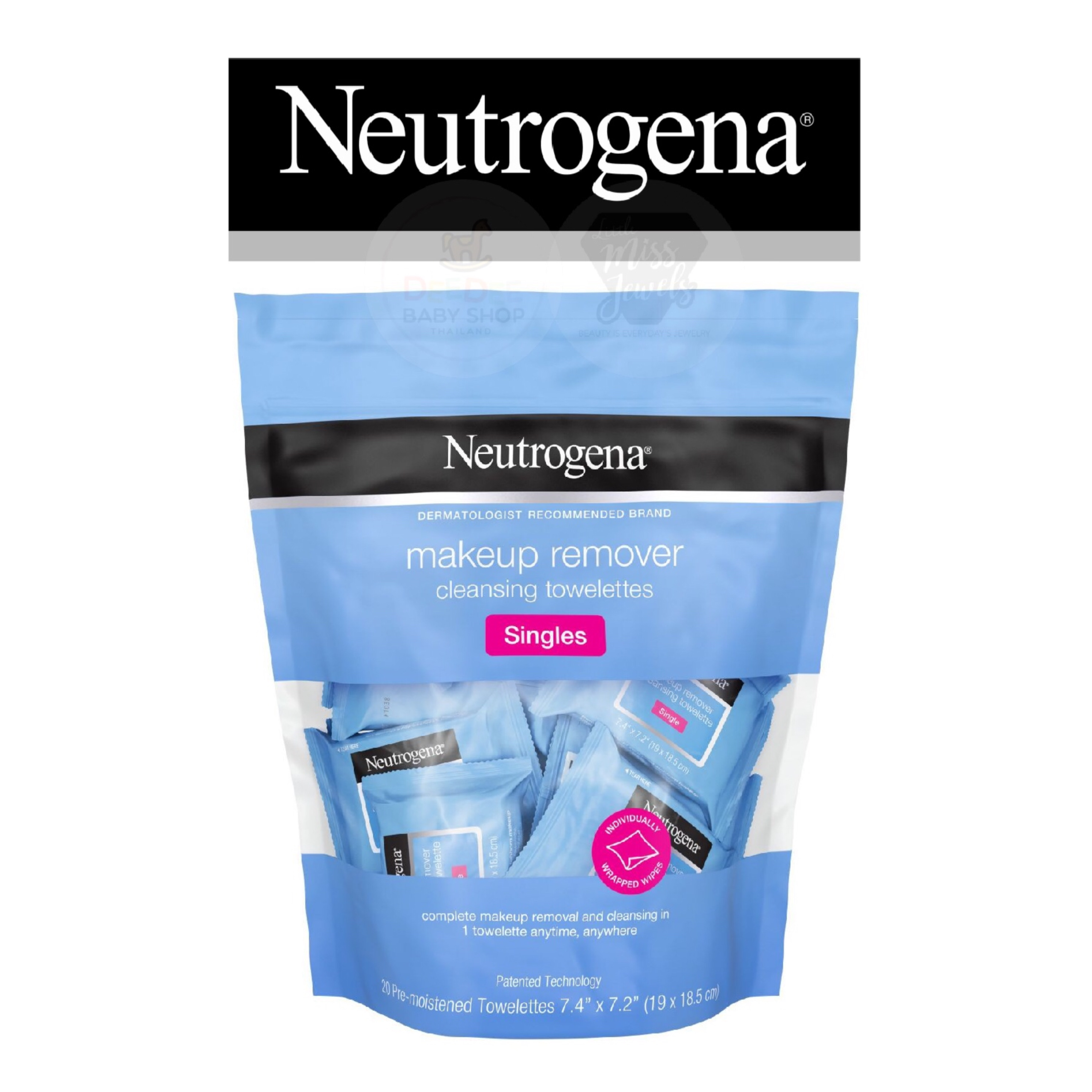 แผ่นเช็ดทำความสะอาดเครื่องสำอางค์ Neutrogena Makeup Remover Cleansing Towelette Singles