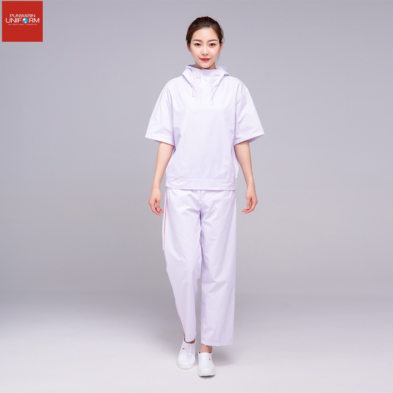 ชุดพนักงานโรงงานอาหาร ชุดพนักงานประชุมเชิงปฏิบัติการปลอดเชื้อการประมวลผล ชุดพนักงาน QC QC6810002 สีภาพ S-2XL