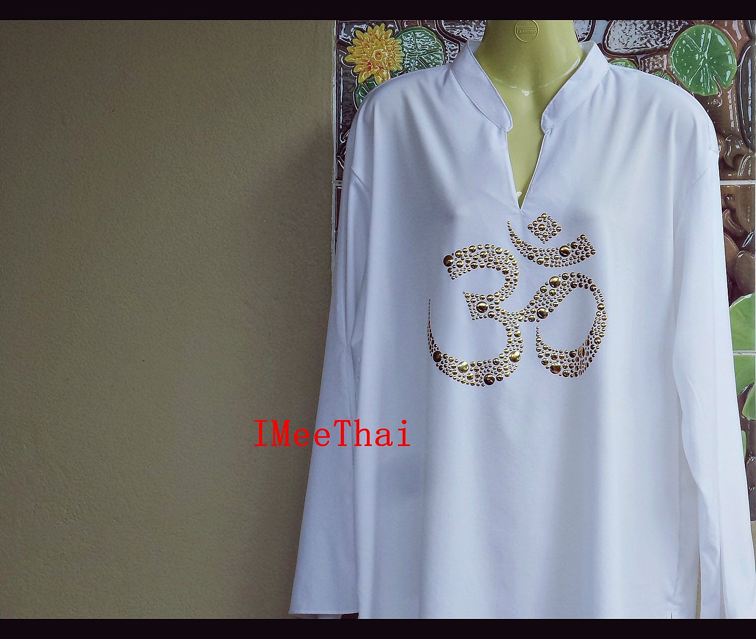 เสื้อ โอม พระพิฆเนศ ลายกระดุม หน้าทองหลังเงิน