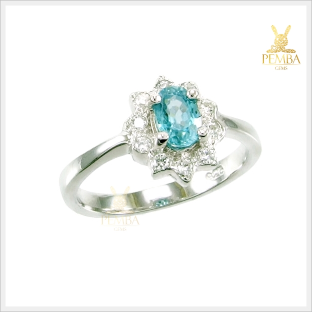 แหวนเพทายแท้ สีฟ้าสวยใสดั่งน้ำทะเล ใส่เสริมเพิ่มความมั่นใจ แหวนพลอยแท้