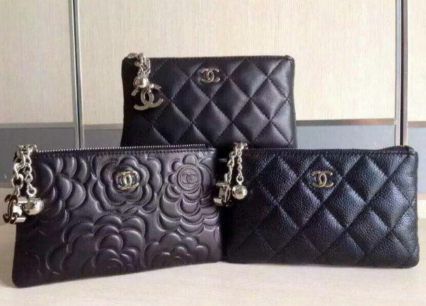 กระเป๋าสตางค์ cn caviar and lamb skin coin or card wallet สีดำใบสั้น ใส่เหรียญใส่การ์ด