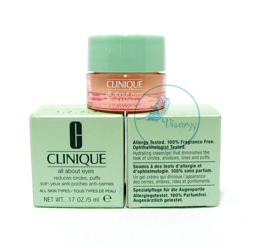 (ขายส่ง 200.-) Clinique All About Eyes Reduces Circles, Puffs 5 mL ครีมเจลสูตรรวมประสิทธิภาพ ช่วยลดรอยคล้ำรอบดวงตา ริ้วรอย และรอยบวมใต้ตา