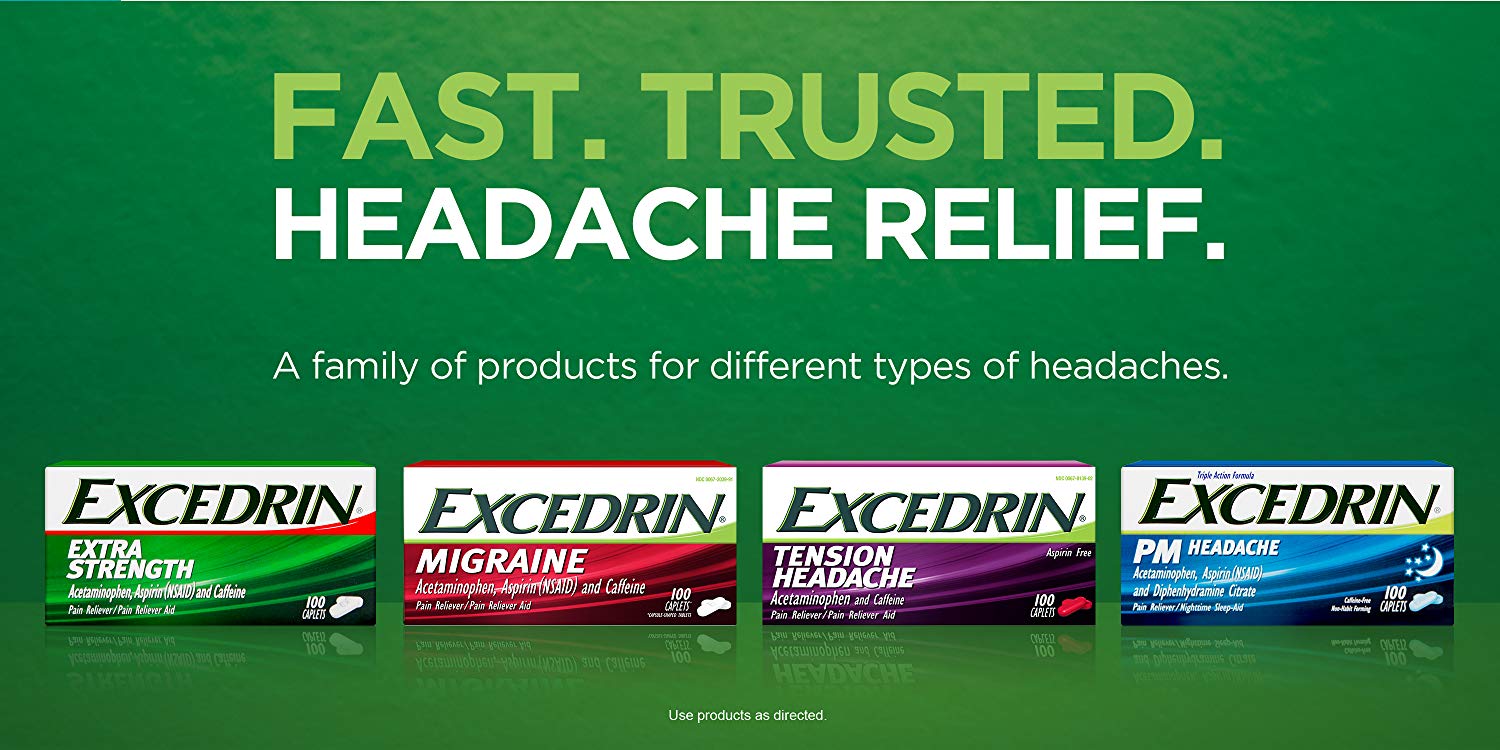 ยาบรรเทาอาการปวดไมเกรน gsk Excedrin Migraine (200 Caplets)