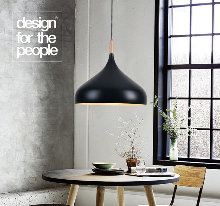 โคมไฟห้อยเพดานนอร์ดิกหัวไม้ ทรงกลมปลายแหลม