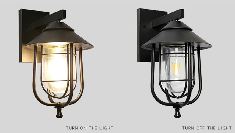 โคมไฟติดผนังภายนอก-ภายในเหล็กดัดสไตล์ European มีครอบแก้ว[WK6042]