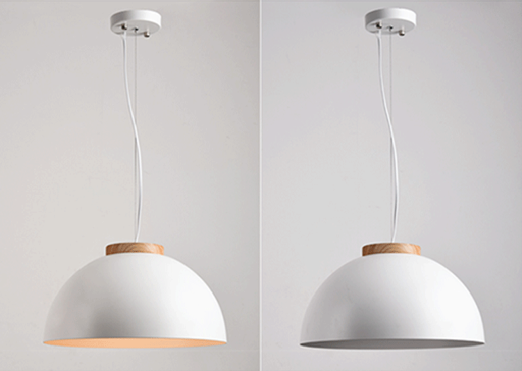 โคมไฟแขวนเพดานสไตล์โมเดิร์นสีขาวหัวไม้เนื้อแข็ง [6016-40]