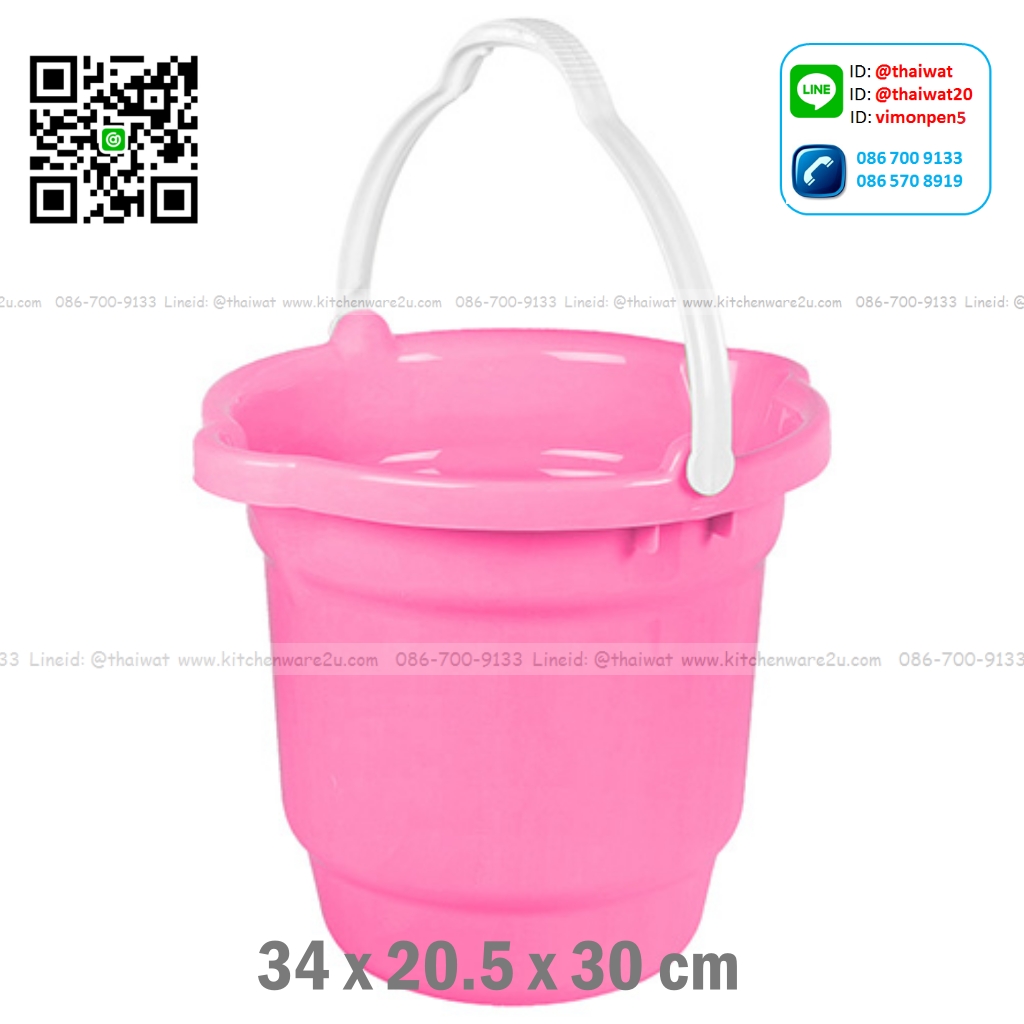 P04684 ถังน้ำหูหิ้ว ความจุ 12 ลิตร (กว้าง 34* ยาว 30* สูง 29 cm) เกรดเอ หนา สีสวย No.2007 ราคาขายส่งต่อ 12 ใบ:เฉลี่ย 90 บต่อใบ ขายส่งพลาสติกเกรดเอ