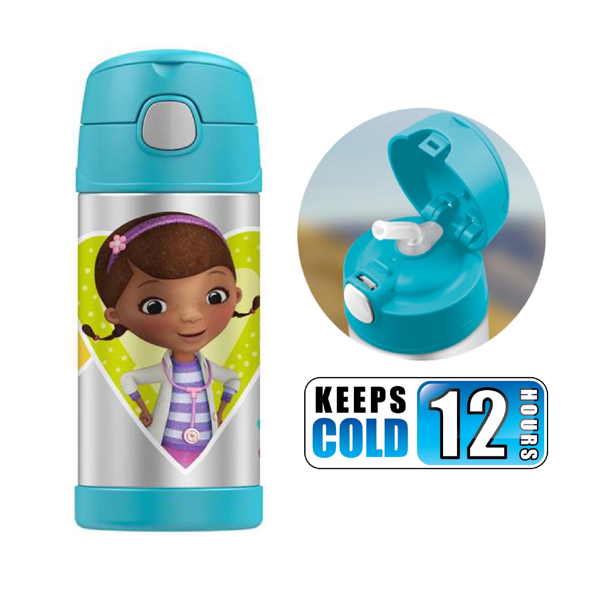 กระติกน้ำสเตนเลสรักษาอุณหภูมิ Thermos FUNtainer Vacuum Insulated Stainless Steel Bottle 12OZ (Doc McStuffins)