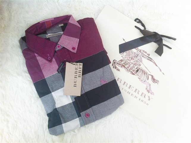 เสื้อเชิ้ตแขนยาวชาย bb brit สีม่วงเปลือกมังคุด size s