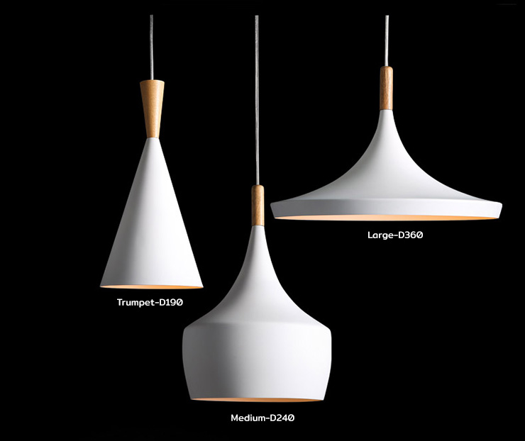 โคมไฟแขวนเพดานสีขาวสไตล์นอร์ดิก สไตล์ญี่ปุ่น มีหัวไม้เนื้อแข็ง [D076-White-Wood-Head]