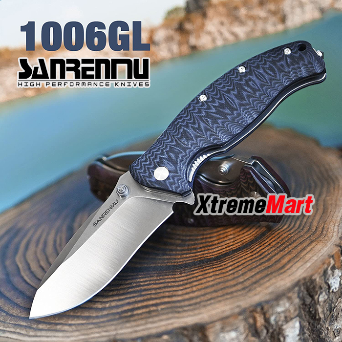 มีดพับ SANRENMU 1006-GL ด้ามG10 ลายสีฟ้า จุดหมุนระบบตลับลูกปืน(Ball Bearing) เปิด-ปิด ลื่นมาก
