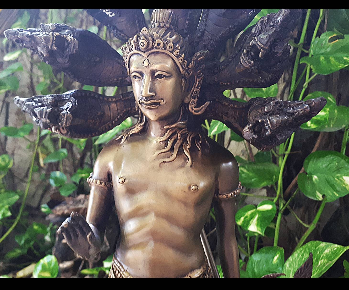 รูปหล่อ พญานาคราช ท่านปู่นาคา-ศรีสุทโธ ปางประทานพรกายมนุษย์ครึ่งนาค นาคปรก 7หัว เศียร เนื้อโลหะทองเหลืองสัมฤทธิ์ (สูง22นิ้ว) (ขายปลีก ขายส่ง)