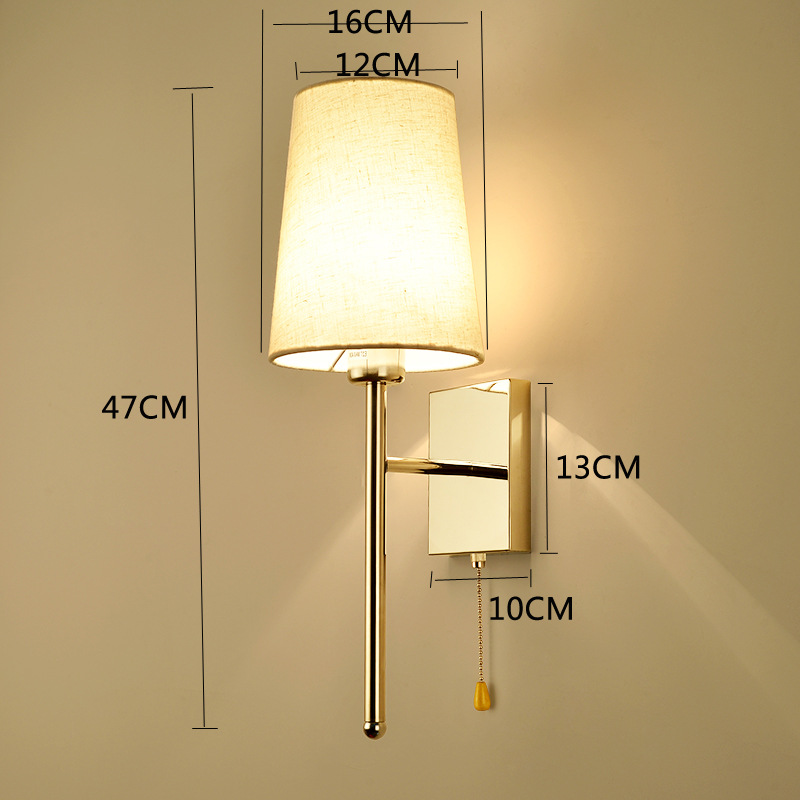 โคมไฟติดผนังโครงสีเงินโครเมี่ยมโป๊ะผ้าลินิน [BJ057]