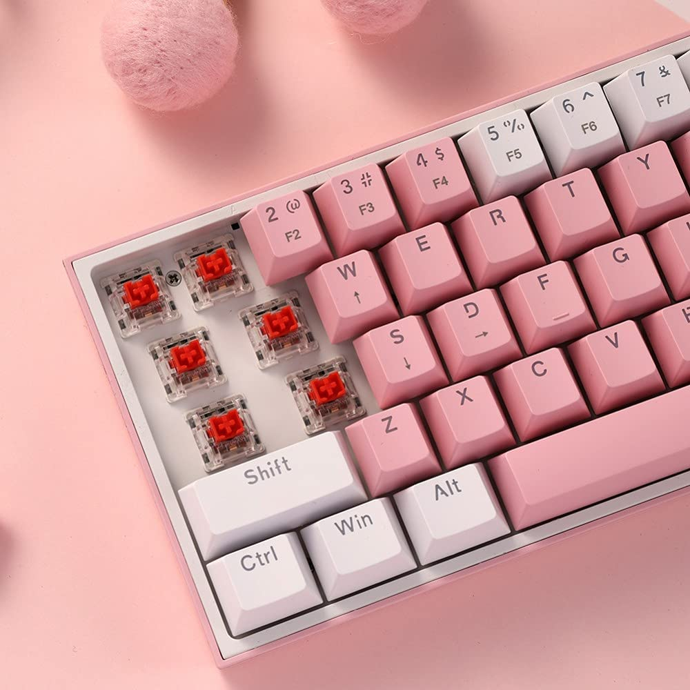 (TH/EN) Redragon K617 Fizz 60% Wired RGB Gaming Keyboard Pink White
