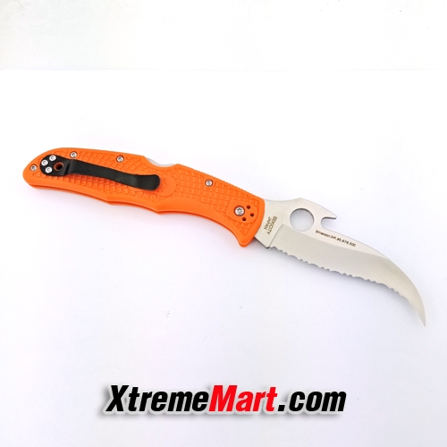 มีดพับ Spyderco สีส้ม Emerson Wave Combo Edge VG-10 Blades Handle C12SBK2W