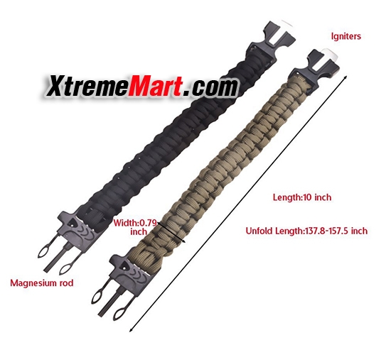 กำไลเชือกรัดข้อมือ สายรัดข้อมือ Paracord ช่วยชีวิต/กู้ภัย Paracord Survival Bracelet Fire Starter (ลายพรางสีน้ำตาลอ่อน)