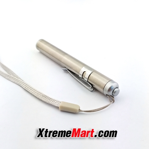 ไฟฉายขนาดเล็ก ไฟฉายปากกา Mini LED สแตนเลส 1 โหมด สว่าง 100LM พร้อมแบตเตอรี่ AAA 1 ก้อน