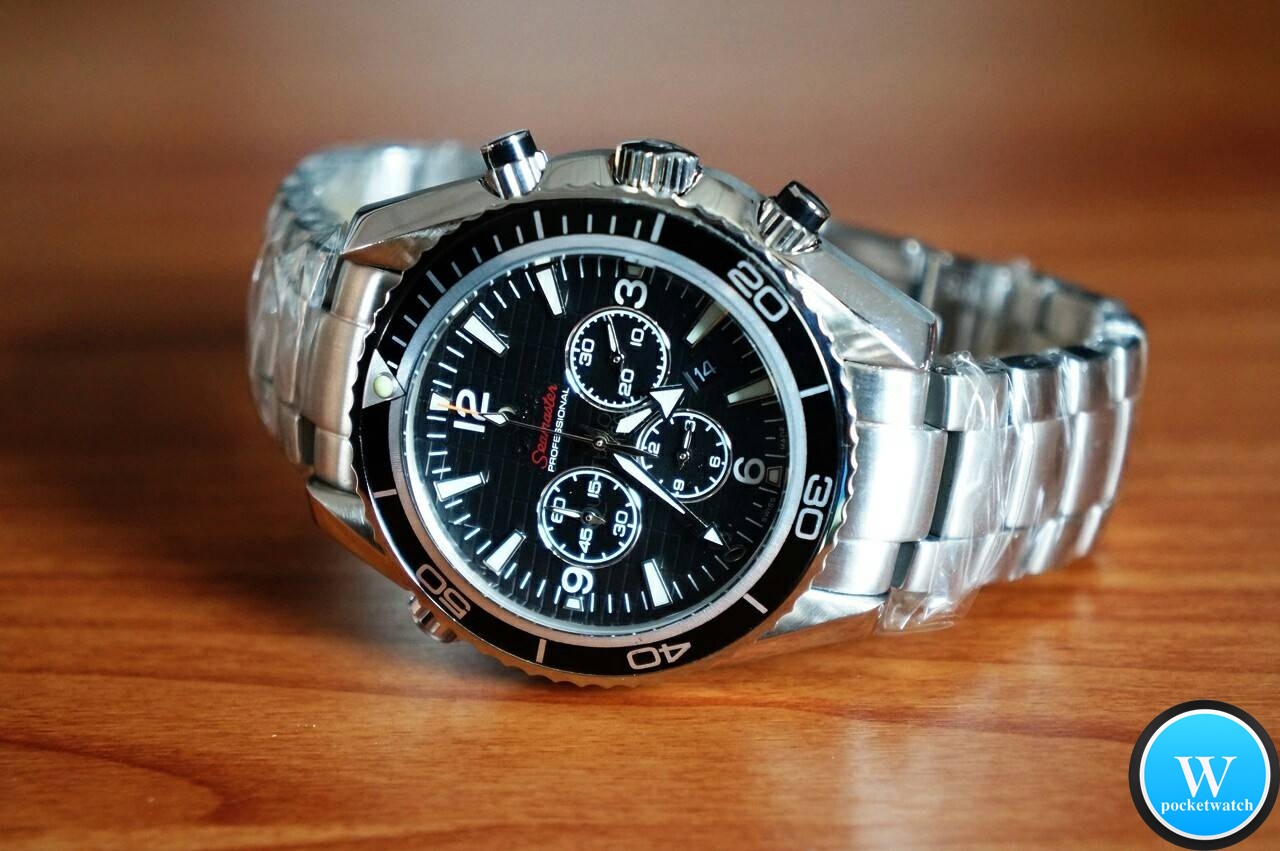 นาฬิกา Omega เกรด Mirror รุ่น Planet Ocean "James Bond SkyFall" Chronograph Black สีเงิน สายเลสสีเงินสวยขั้นเทพ