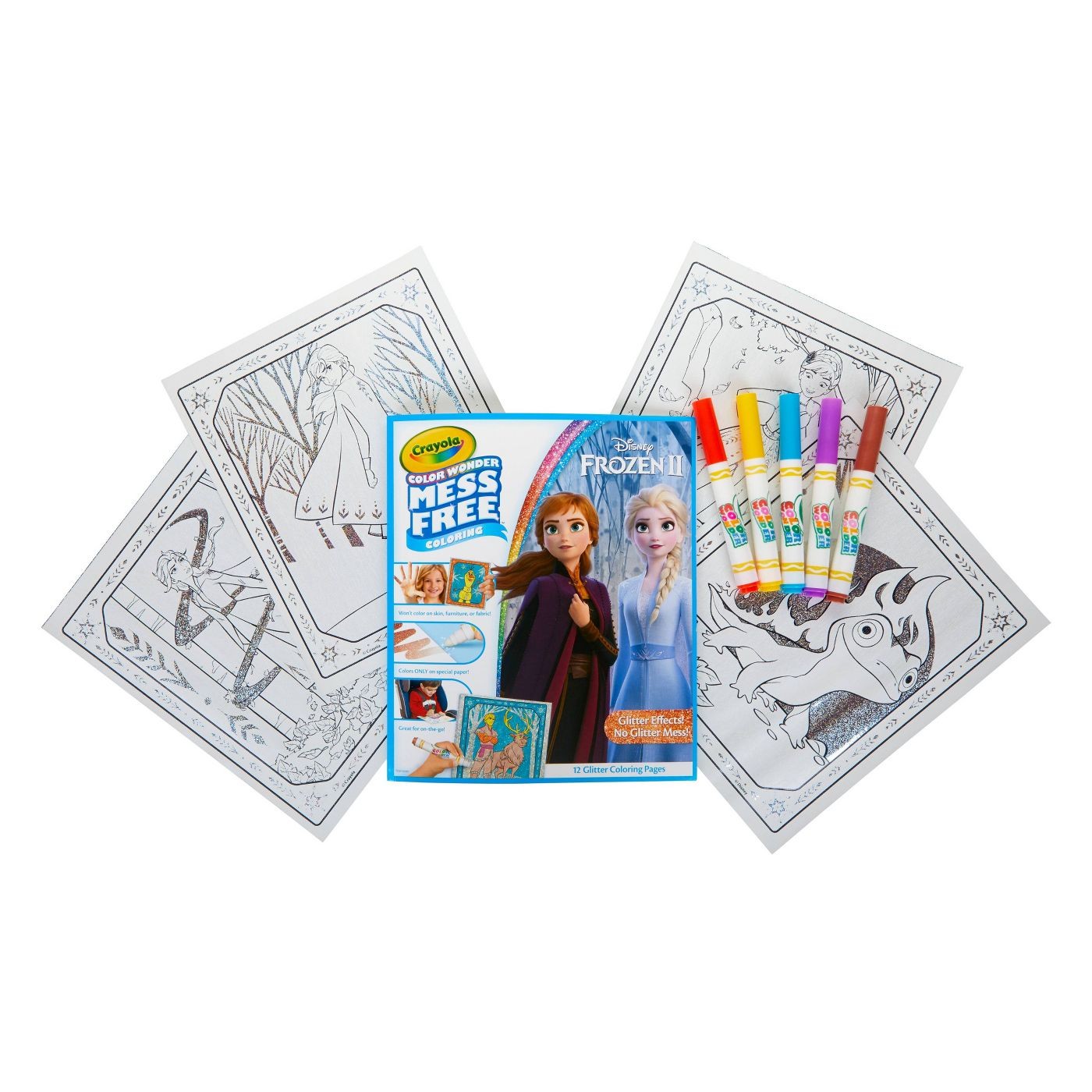 ชุดระบายสีปลอดสารพิษสำหรับเด็ก Crayola Frozen 2 Color Wonder Mess Free Coloring with Glitter Effects Set