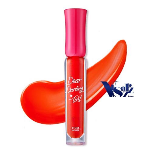 Etude House Dear Darling Tint # OR202 Orange Red ทิ๊นต์เนื้อเจลรุ่นปรับปรุงใหม่ ที่ออกแบบมาให้สีสวยสดแจ่มชัด แต่ยังคงความชุ่มชิ้นให้กันริมฝีปากไม่ทำให้ริมฝีปากแห้งแตก