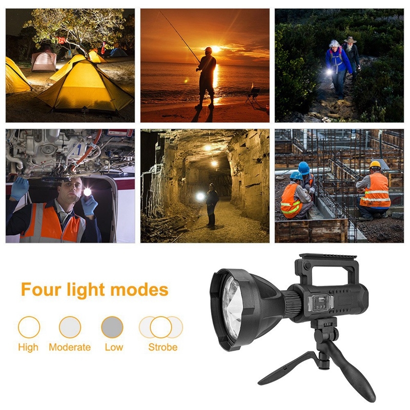 P50 Super Glare Flashlight Hand-Held Strong Light Flashlight, Outdoor Lighting, High Power USB Charging with Tripod