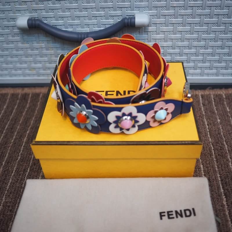 พร้อมส่ง สายกระเป๋า fd bag strap สีน้ำเงิน ลายดอกไม้