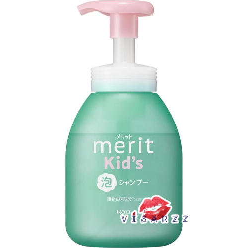 (ขวดปั๊ม เขียว) Kao Merit Kids Foaming Shampoo 330mL แชมพูเนื้อโฟม สำหรับเด็กสูตรอ่อนโยน มีกรดอ่อนๆ เช่นเดียวกับเส้นผมและหนังศีรษะ ช่วยลดโอกาสการระคายเคืองหรือแพ้