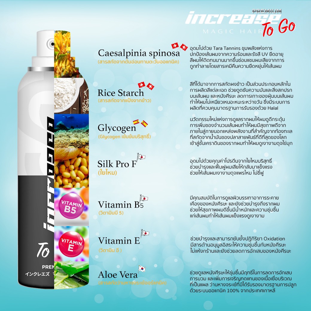 increase, สเปรย์ปิดผมบาง, อินครีส, อินครีซ, ผมบางใช้อะไร, ผมบาง, ผมขาว, หัวไข่ดาว