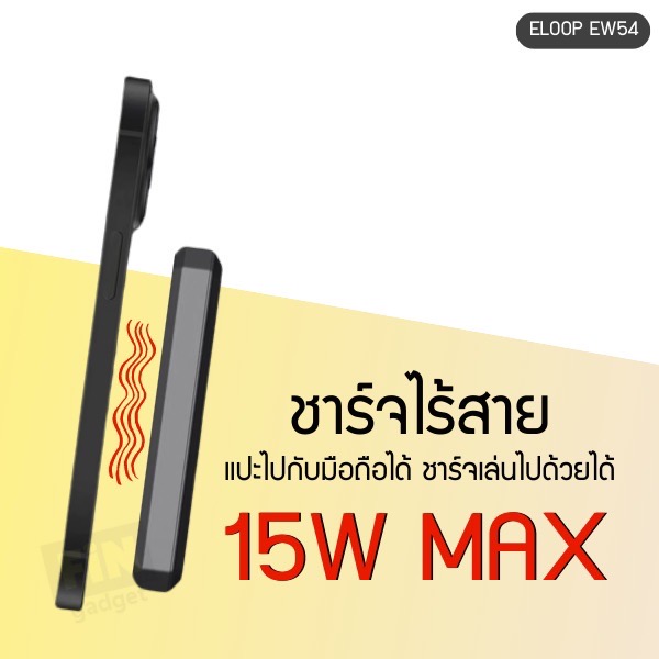 แบตสำรอง Eloop Orsen E53/EW54/EW55 Magnetic 10000, 20000mAh แบตสำรองไร้สาย Wireless Charger
