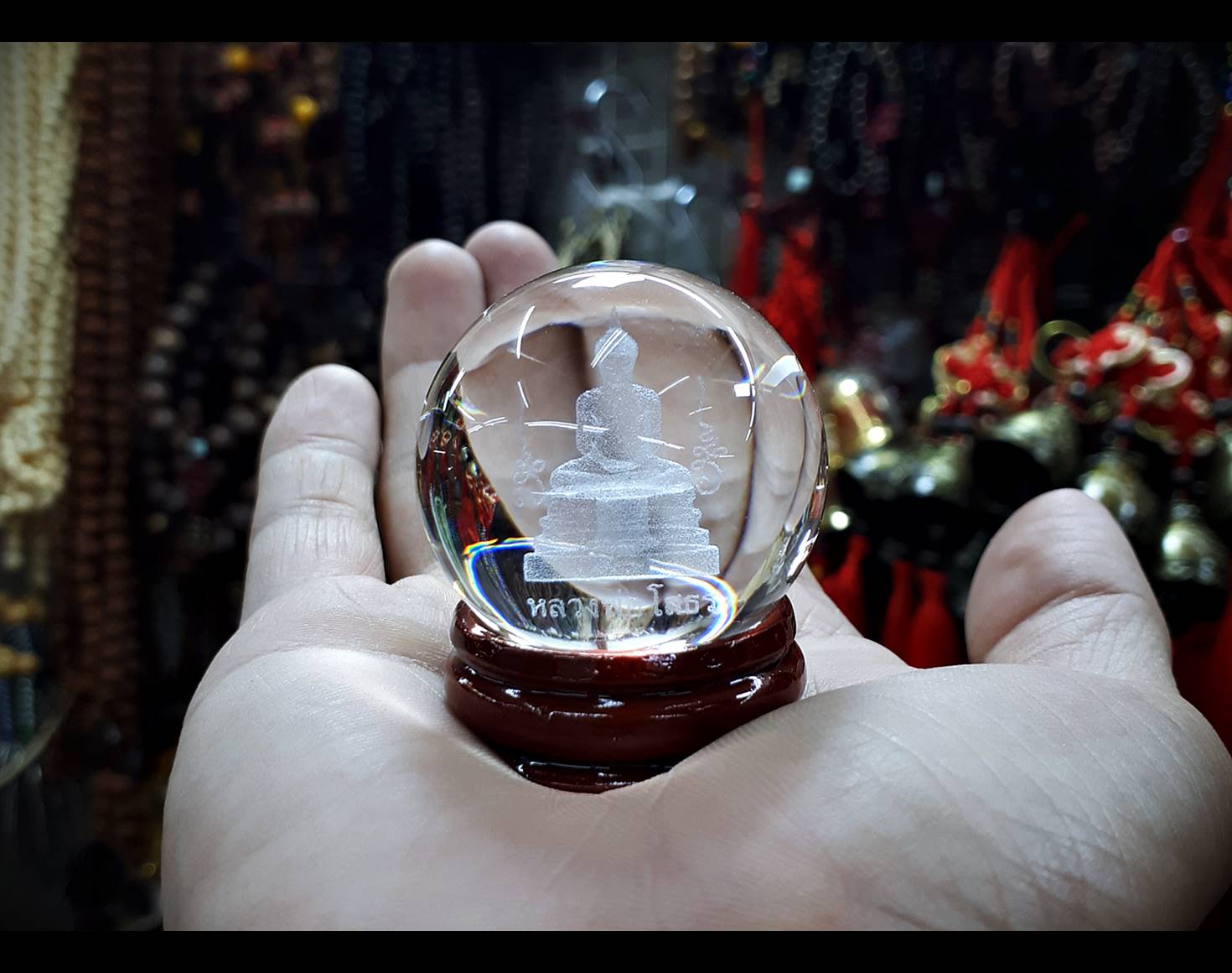 ลูกแก้ว หลวงพ่อโสธร (ลาย3มิติ ขนาด4ซม. ขายปลีก ขายส่ง)