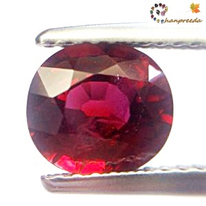 Natural Ruby พลอยแดง แอฟริกา เผาเก่า รูปไข่ หนัก 1.86 กะรัต สีแดงเข้ม สีสวย สถาบันให้ Red ความสะอาดมองตาเปล่าไม่มีตำหนิ