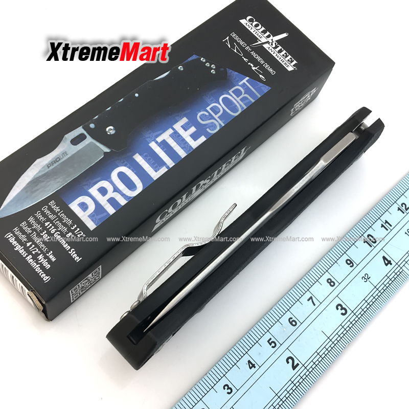 มีดพับ Cold Steel รุ่น 4116 Stainless Blade Stonewash ด้าม GFN สีดำ