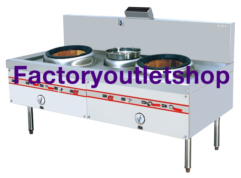 เตาเซียงไฮ้ เตาลม 2 หัว เตาหัวฟู่ พร้อมหม้ออุ่นซุป 1 หัว Single Burner Chinese Range with warmer