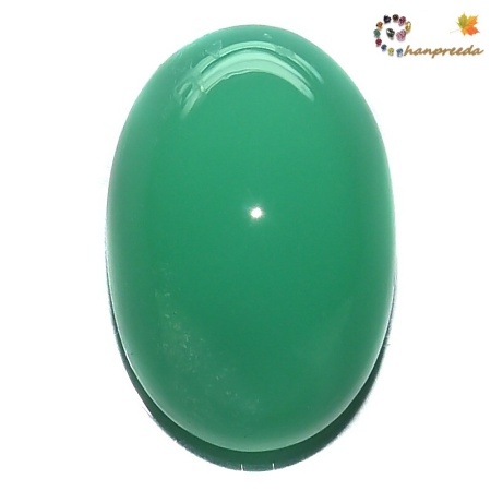 Chrysoprase คริสโซเพลส รูปไข่หลังเบี้ย หนัก 16.59 กะรัตสีเขียวสวย สีโทนหวาน สีคล้ายหยก หรือ เรียกอีกอย่างว่า หยกออสเตรเลีย รูปร่างสวย ความโค้งนูนสวย