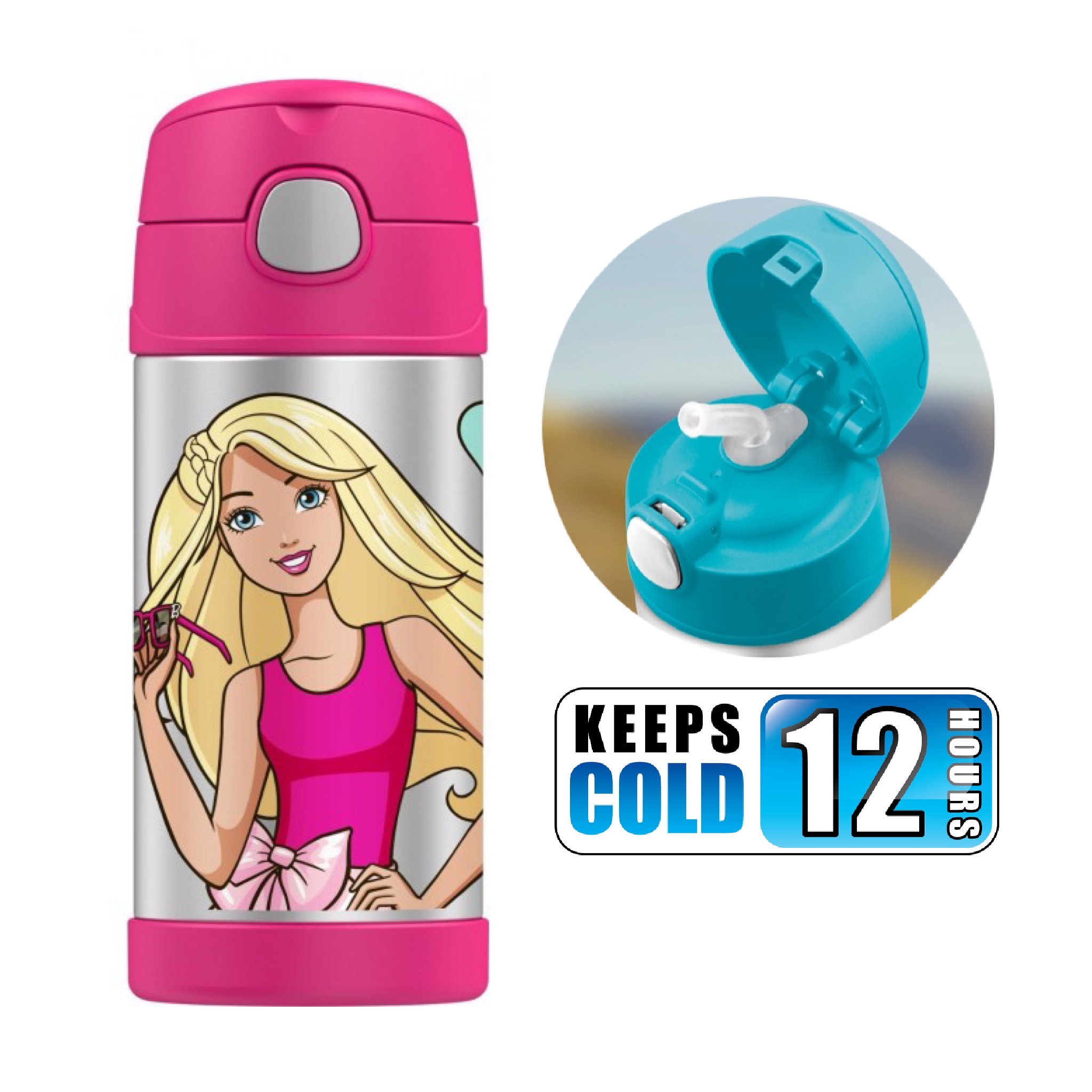 กระติกน้ำสเตนเลสรักษาอุณหภูมิ Thermos Barbie FUNtainer Vacuum Insulated Stainless Steel Bottle 12OZ