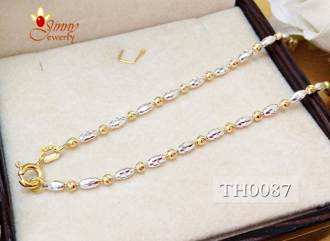 สร้อยคอเงินแท้ 2 กษัตริย์ ลายเม็ดประคำเงินสลับบอลตัดลาย (ตัวเรือนเงินแท้) 1.5 มิล