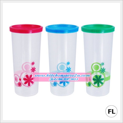P06130 ถ้วยทรงสูง ฝาปิด (7.5 x 7.5 x 16.5 cm) เกรดเอ สีสวย No.263A (ราคาส่งต่อ 1โหล:12 ใบ)