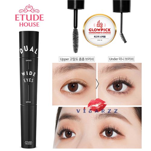 (ขายส่ง 280.-) Etude Dual Wide Eyes Mascara Black X Black 5g + 3.5g มาสคาร่ารุ่นใหม่ล่าสุด มาในรูปแบบแปรง 2 ด้านเพื่อการปัดขนตาด้านบนและด้านล่างแล้วดวงตาดูกลมโต แบ๊ว