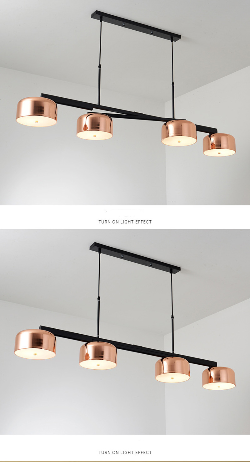 โคมไฟแขวนเพดานโต๊ะทานอาหารสไตล์โมเดิร์นโป๊ะกลม 4 ดวง สี Rose Gold [FMD800866]