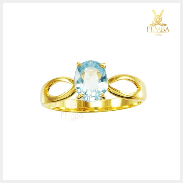 แหวนอะความารีนแท้ ทองแท้ ใส่ติดนิ้วเก๋ๆ(สามารถสั่งทำได้ค่ะ)