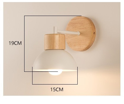 โคมไฟติดผนังฐานไม้โป๊ะโคมโลหะทรงครึ่งวงกลม สไตล์โมเดิร์นเรียบง่าย [WOL-15]